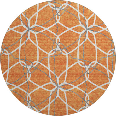 Premium Machine Washable Prisco Orange Rug