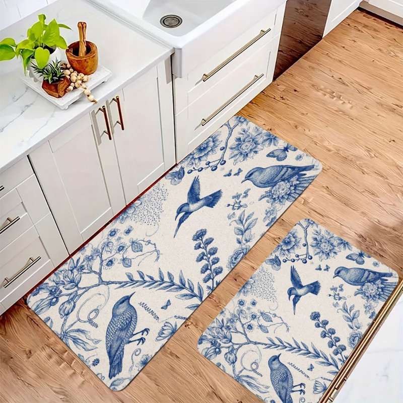 Ensemble de 2 tapis de cuisine Blue Bird & Floral