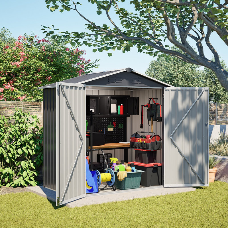 Metal Outdoor Storage Shed 6 X 4 FT Metal Shed With Lockable Door,Waterproof Garden Tool Shed Storage House For Backyard Patio Lawn