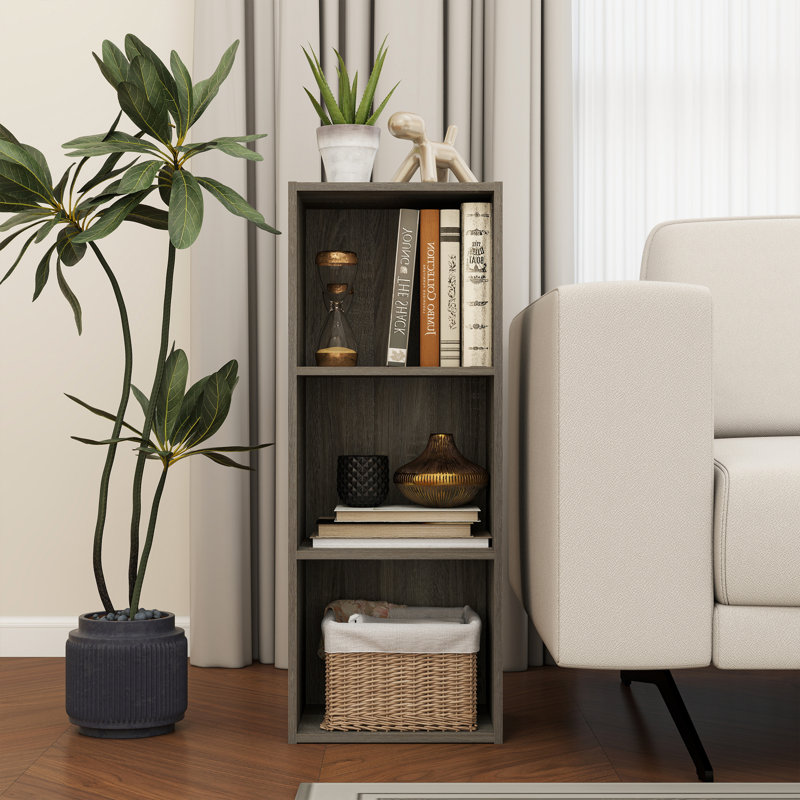  Luder Reversible Color Open Shelf Bookcase, Gray, (3 Shelves) 31.5"H x 12"W x 9.3"D