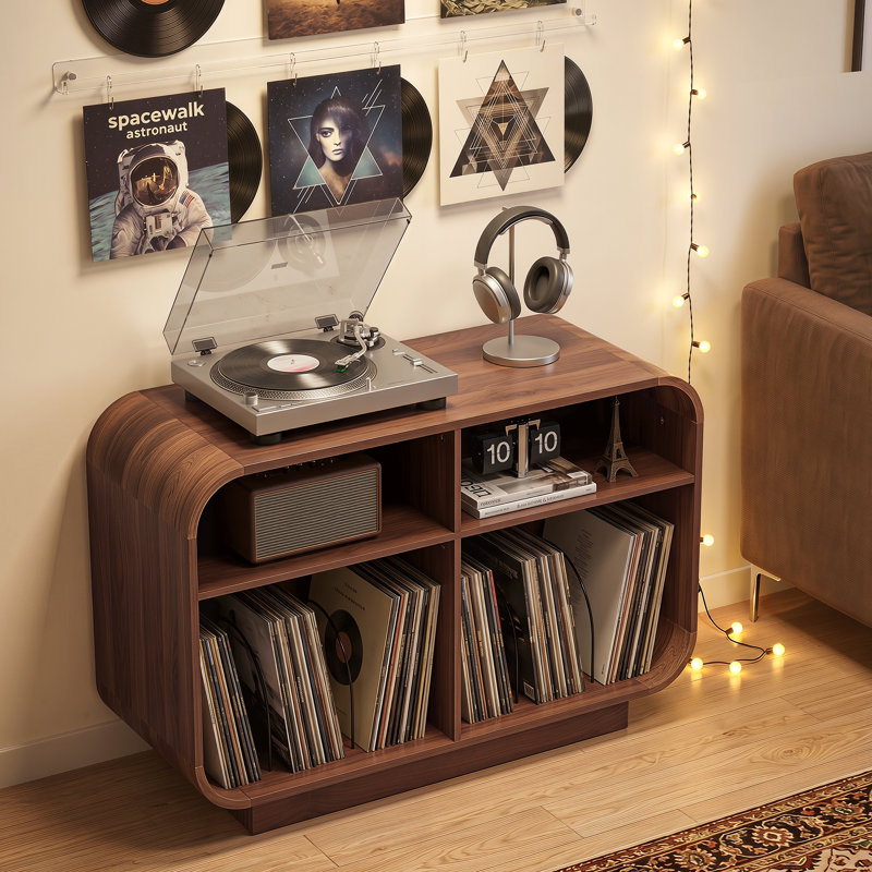 Cabinet audio, support pour tourne-disque avec station de charge
