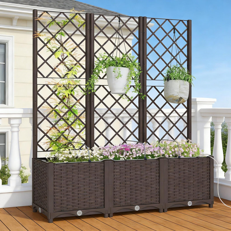 Boîte à fleurs d'extérieur, lit de jardin surélevé pratique à arrosage automatique