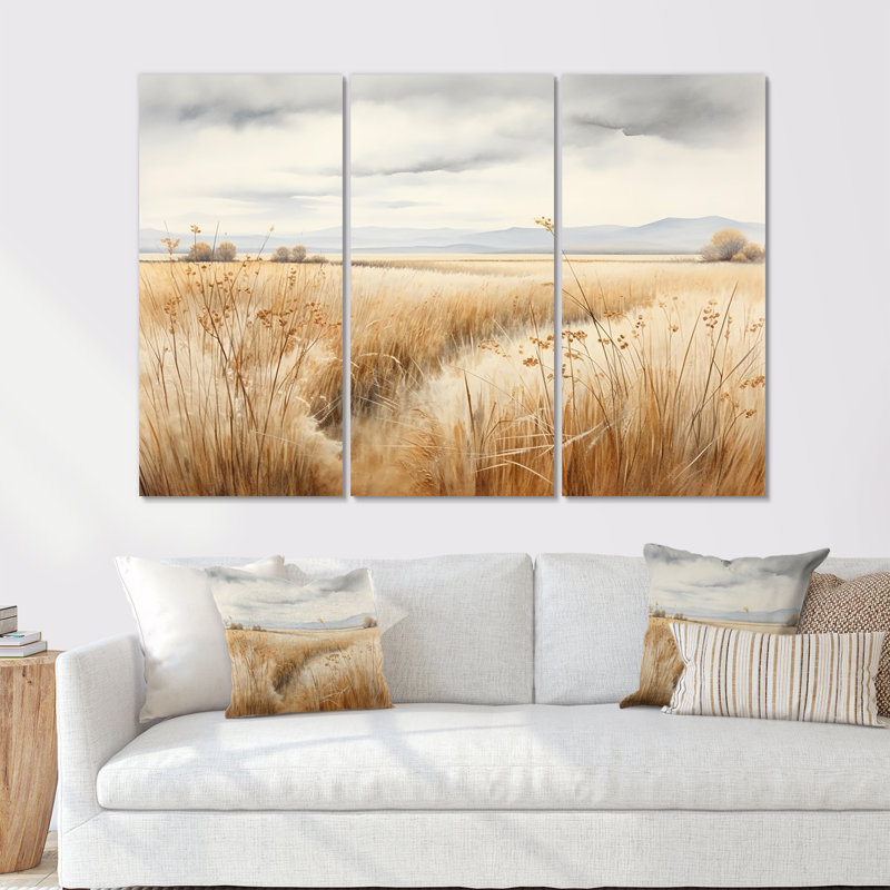 «Prairie Peacefulness Meadows V», ensemble de reproductions d'art mural prairies, H 28 po x l 36 po x P 1 po, Toile tendue