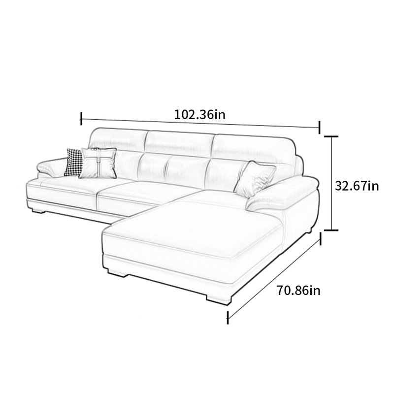 Keesha, 32.67" H x 102.36" W x 70.86" D