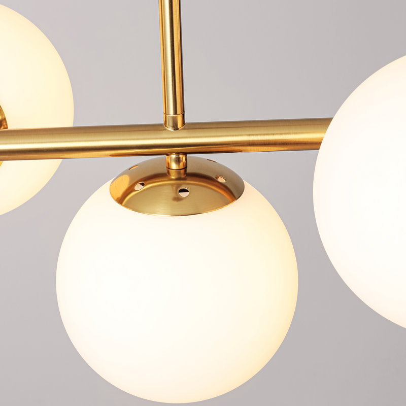  Luminaire suspendu linéaire pour îlot de cuisine 7 lumières LineGlow, Doré