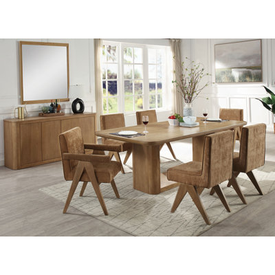 8Piece Dining Set 1 Rectangular Dining Table 6 Chairs And 1 Server