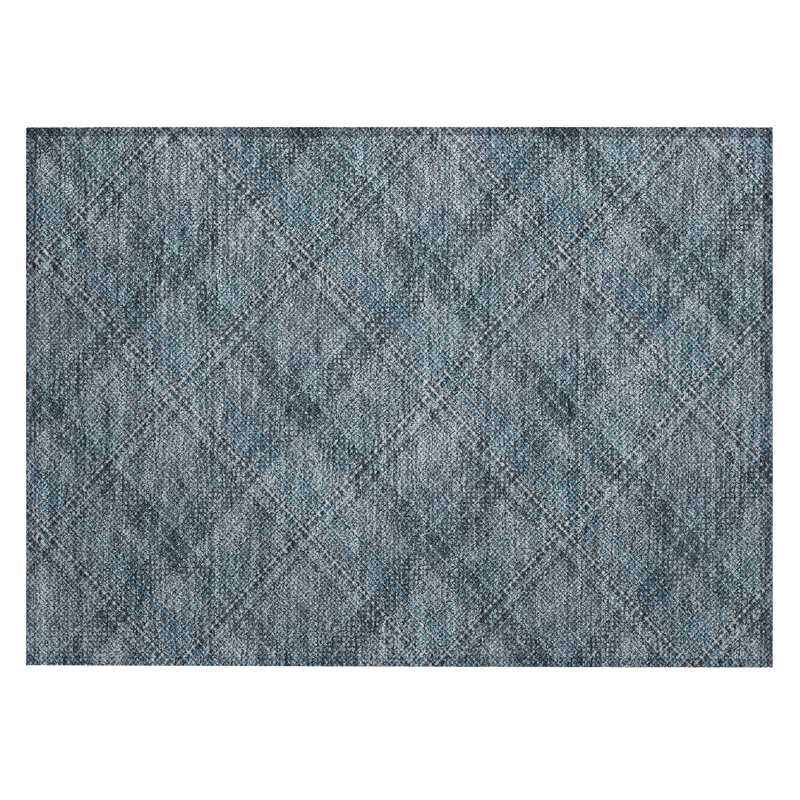 Machine Washable Indoor/Outdoor Chantille ACN2880 Plaid Rug, Blue, 2'6" x 3'10"