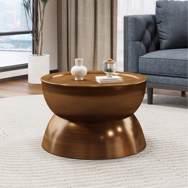 Table basse en métal martelé, Antique Bronze