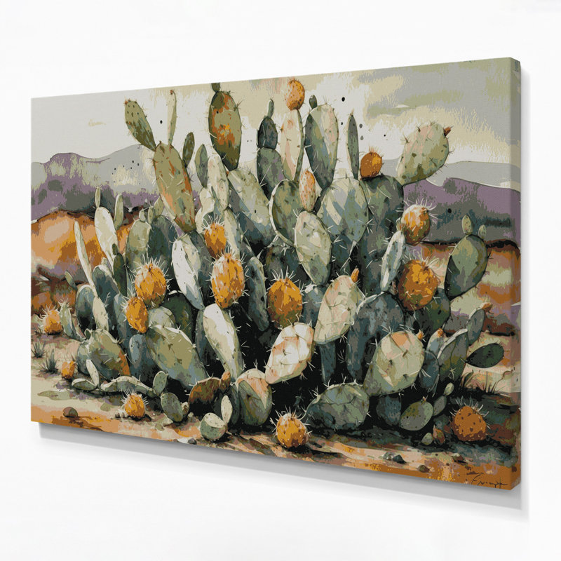 «Southwestern Plants Prickly Pear», reproduction d'art sur toile beige