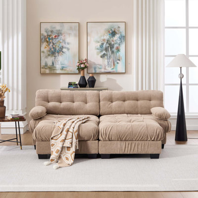 Modular Cloud Sectional Sofa with Deep Seat Comfort and Round Armrests