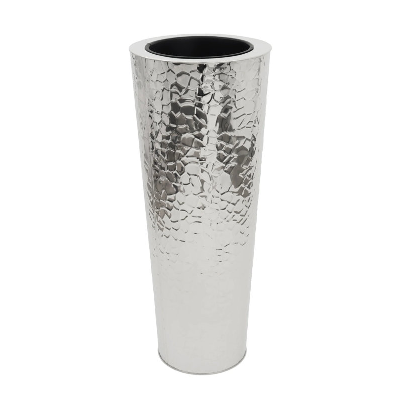 Manase Handmade Metal Pot Planter, Silver, 28" H x 14" W x 14" D