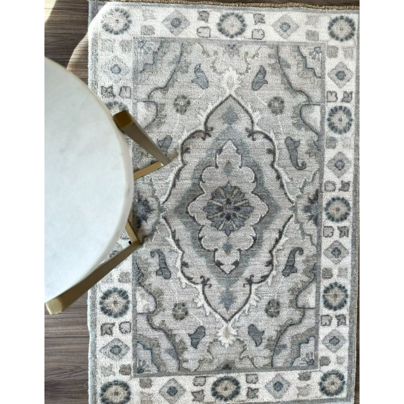 Tiny Knots Wool Oriental Area Rug in Sumner Ash