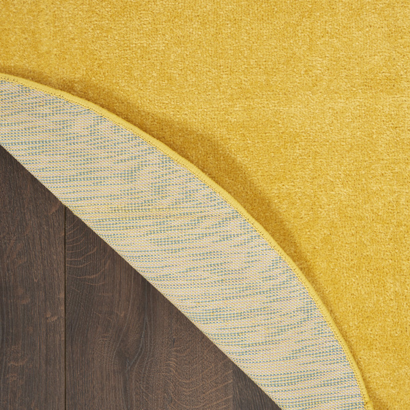 Tapis intérieur / extérieur jaune Nourison Essentials, Rond 6 pi