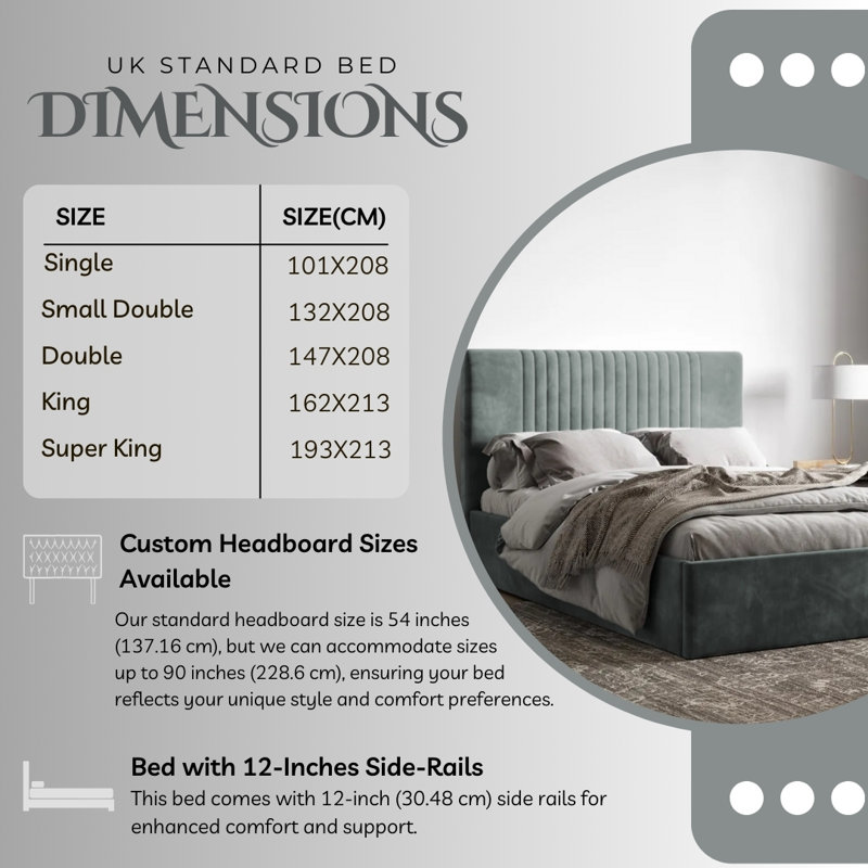 Upholstered Ottman Storage Bed Frame, Light Grey, Small Double (4')