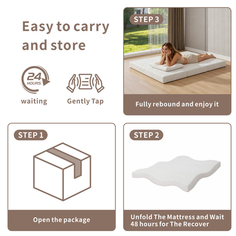 Matelas pliable en mousse viscoélastique pliable avec housse lavable pour lit escamotable 6 po Driffield, Lit double