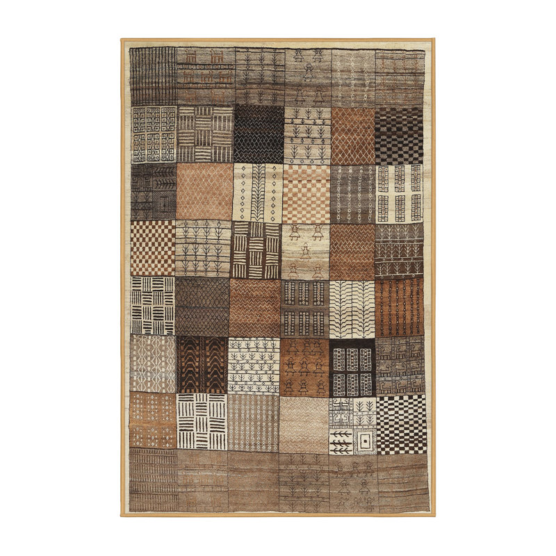 Tapis contemporain beige / brun / gris, Rectangle 5 pi x 7 pi