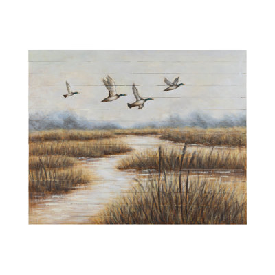 «In Flight Ducks Over Marsh», art mural