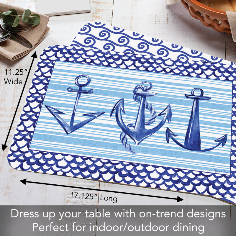 Anchors Away Reversible Rectangular Plastic Placemats