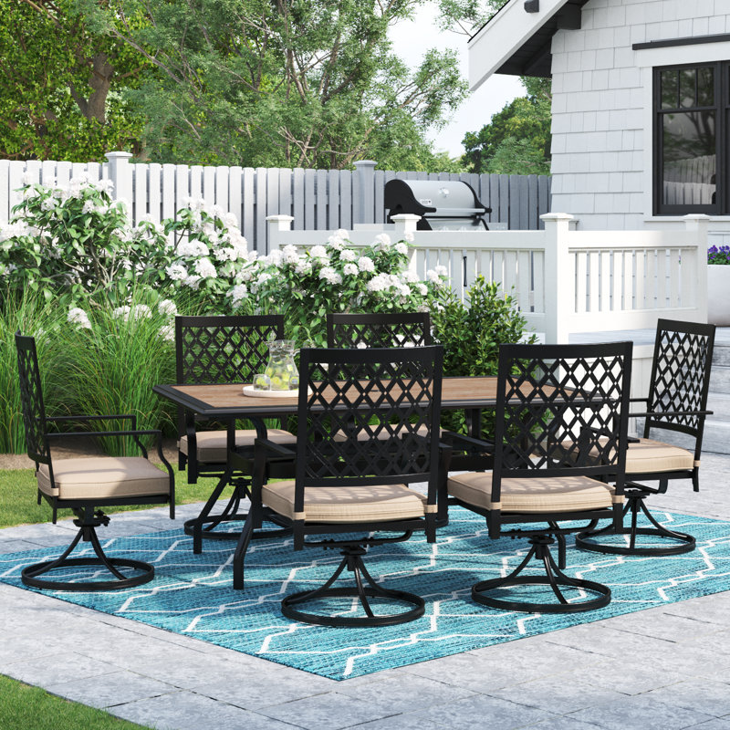 Alyah 6 - Person Patio Dining Set with Rectangular Table , Cushions Included