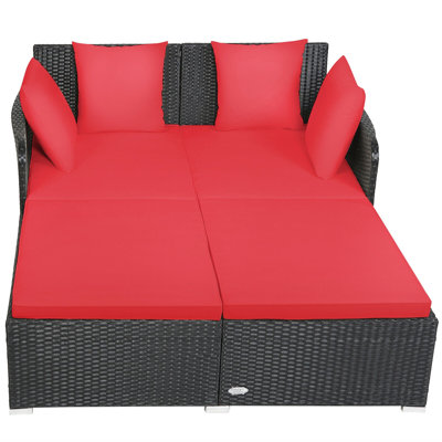 52'' Wide Wicker Patio Daybed with Cushions