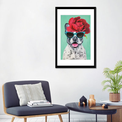 « mode bouledogue turquoise » par coco de paris, reproduction d’art sur toile tendue