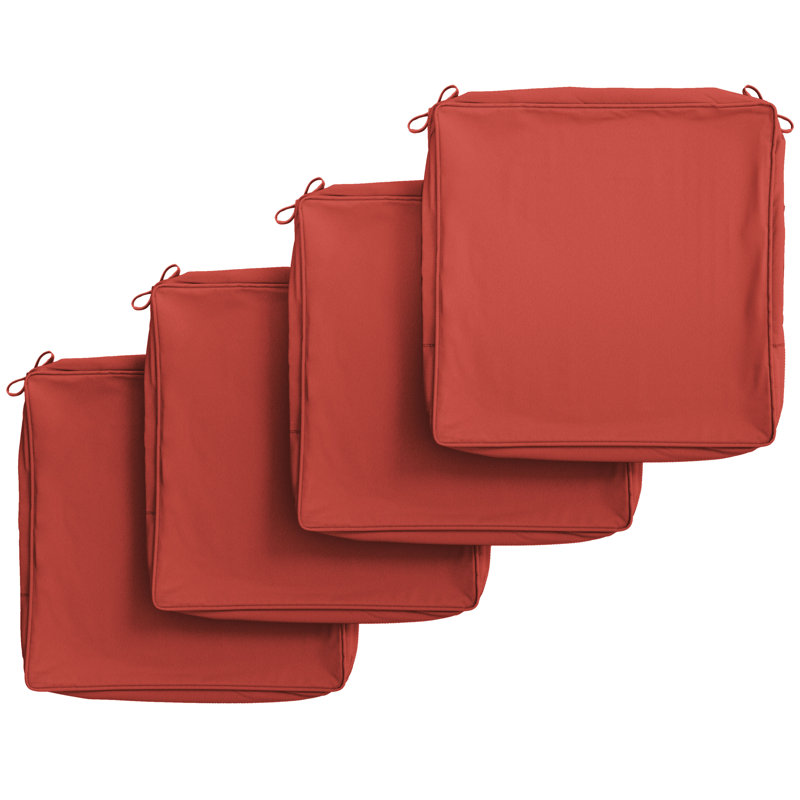 Outdoor 4'' Non-Slip Patio Chair Cushion Cover With Portable Carry Handle., 22" W x 22" D, 4", Brick Red