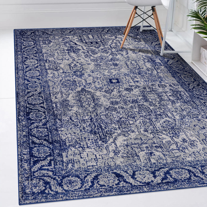 Tapis oriental bleu / beige Henneman, 5 pi x 7 pi