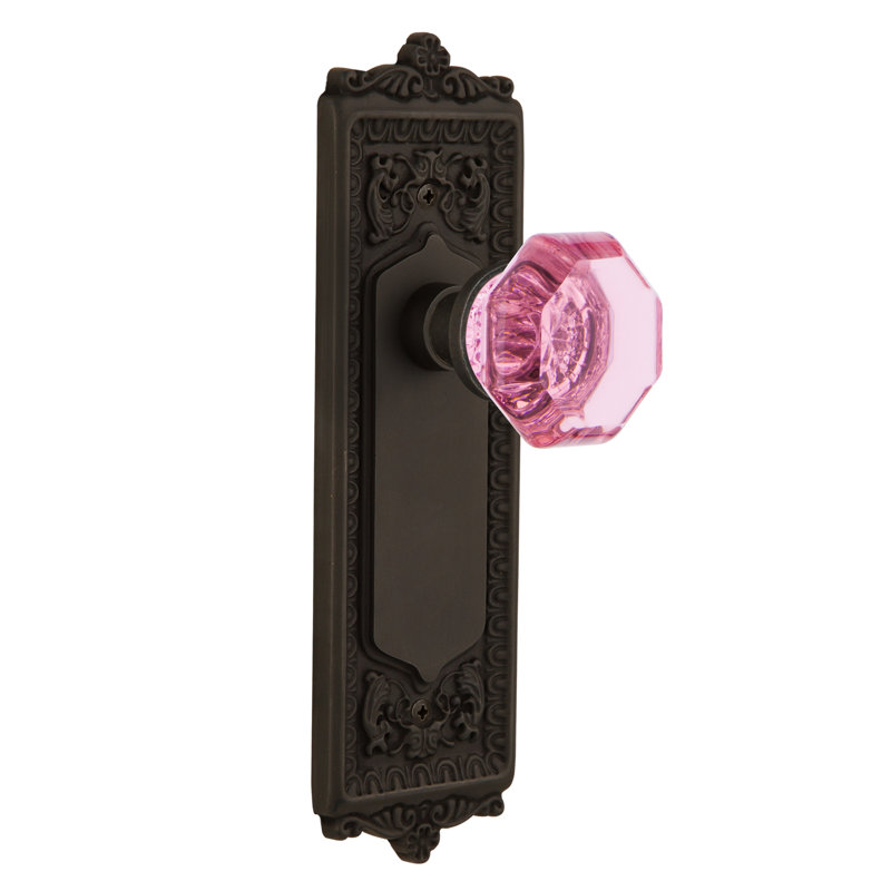 Egg & Dart Plate with Waldorf Pink Door Knob, 2-3/4”, Oil-Rubbed Bronze