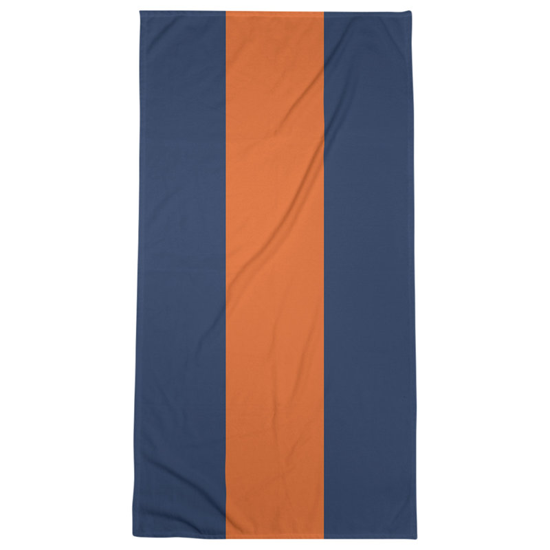 Nashville Lightweight Bath Towel, Microfiber, Midnight Navy Blue/Orange/Midnight Navy Blue
