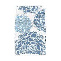 Blue Floral Initial Hand Towel