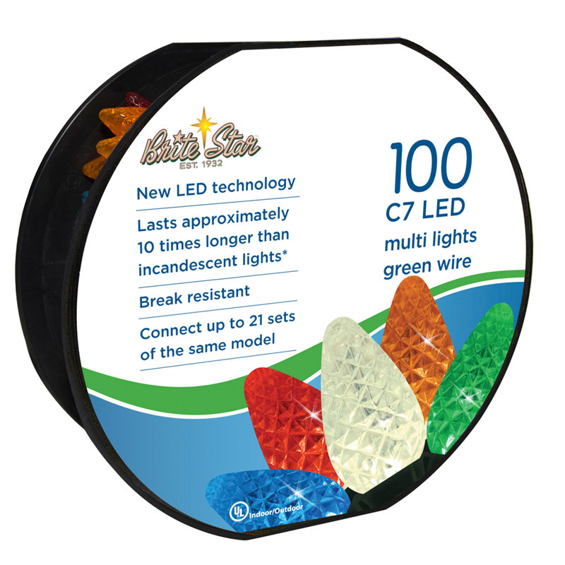 100 lumières à DEL C7 à facettes 100 Lt, Multi-couleur