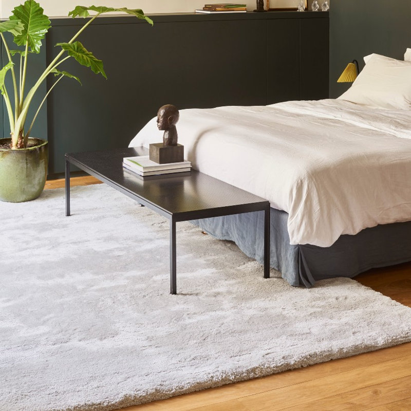 Délice Silk Area Rug in Silver, Rectangle 6'7" x 9'10"