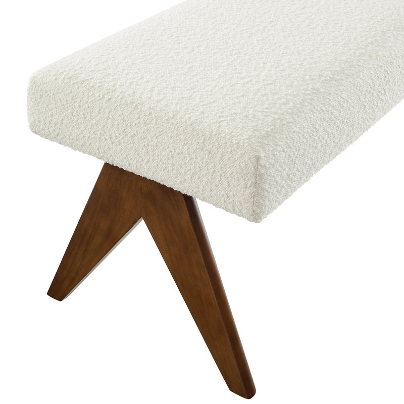Lyra Boucle Upholstered Bench In Boucle, Ivory, 18.50"H x 47"W x 18"D