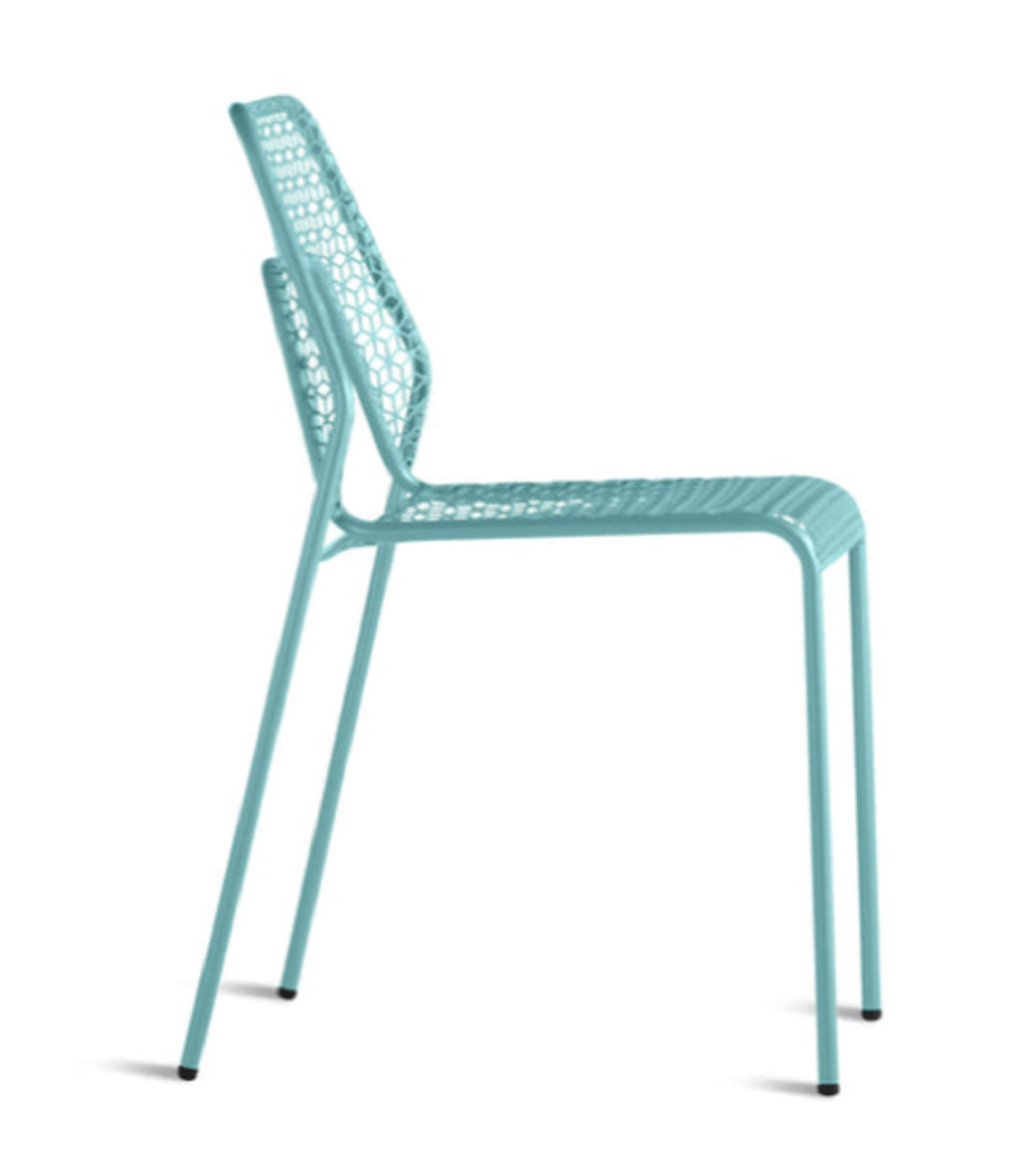 Hot Mesh Premium All-Weather Wicker Outdoor Stacking Dining Side Chair, Aqua