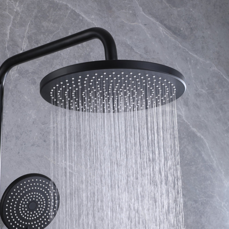 All‑In‑One Shower System Kit-Wall Mounted Shower Faucet System with Rainfall Shower Head & 3‑Function Handheld