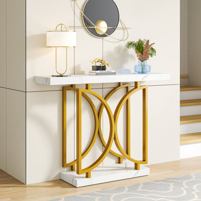 Kymon 39.37'' Marble Top Console Table