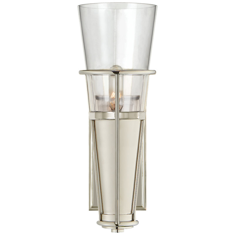 Thomas O'Brien Robinson Single Sconce, Clear, Polished Nickel