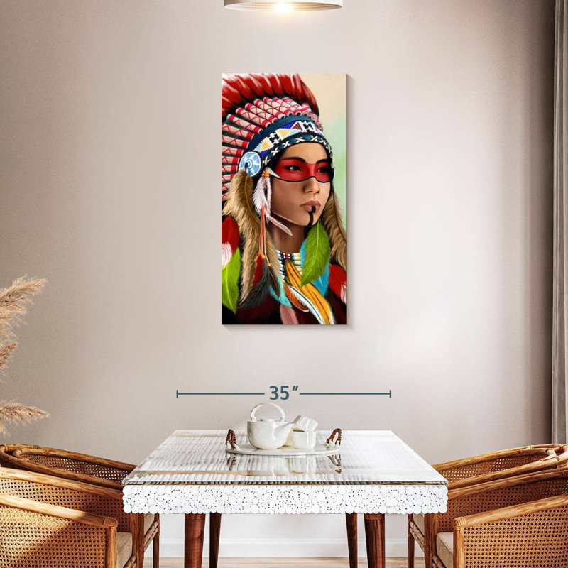 Stunning Native American, 42" H x 21" W