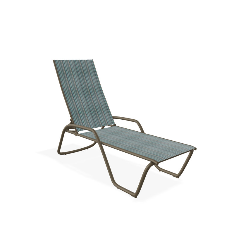 Outdoor Rust-Resistant Metal Chaise Lounge, Textured Beachwood, Vinyard