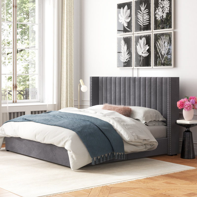 Leesburg Upholstered Wingback Storage Bed (Size Unknown)