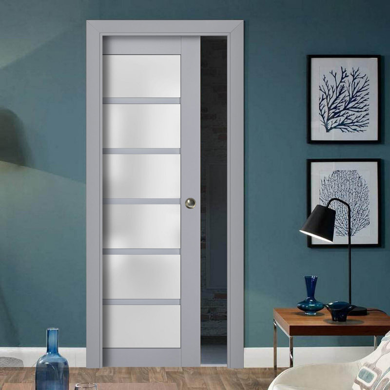 Porte de placard coulissante Veregio, 28 po x 96 po, Gris