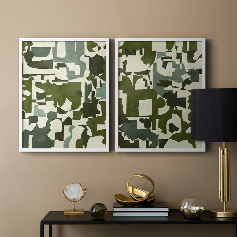 «Earthen Patchwork I», reproduction encadrée de qualité supérieure - prête à être accrochée - aucun clou requis - aucun clou requis