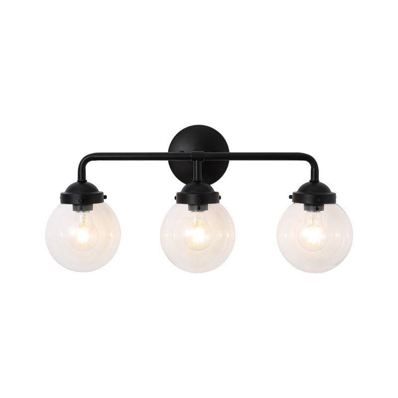 3-light Dimmable Glass Globe Vanity Light, Clear
