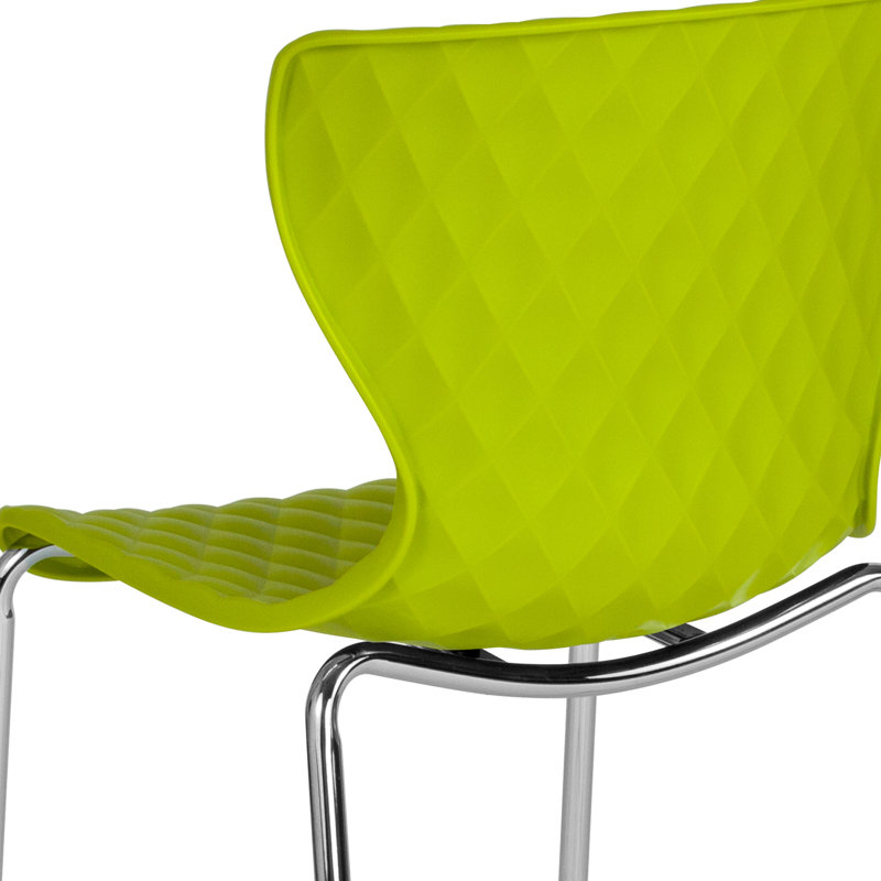 Citrus Green Plastic Stacking Chairs with Metal Legs, Set of 4