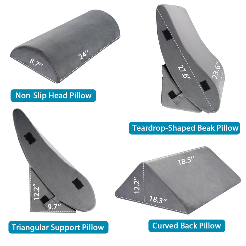 Memory Foam Wedge Pillow Set,Adjustable Back Support Pillow, Gray