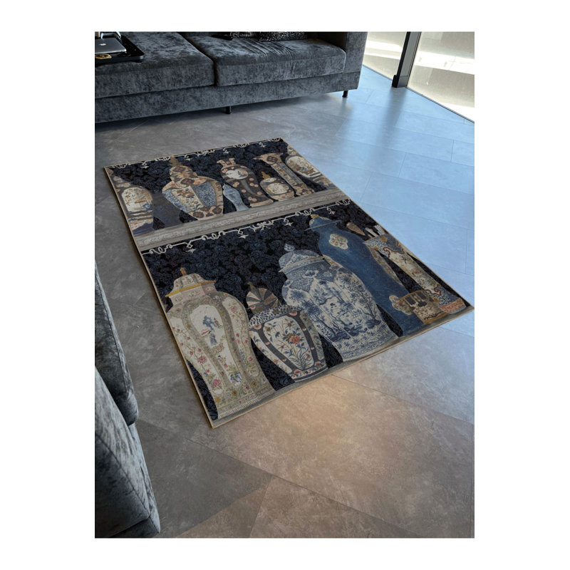Tapis décoratif lavable à la machine multicolore, Rectangle 3 pi 3 po x 4 pi 11 po