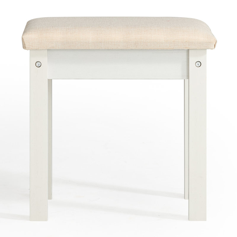 Tabouret de coiffeuse en bois, Blanc