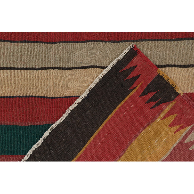 Wool Striped Area Rug in Red/Yellow/Blue
