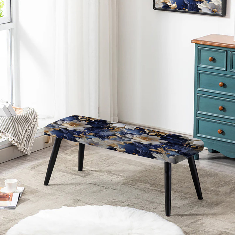 Celestial Mirage Marble Pattern - Marble Upholstered Black Bench