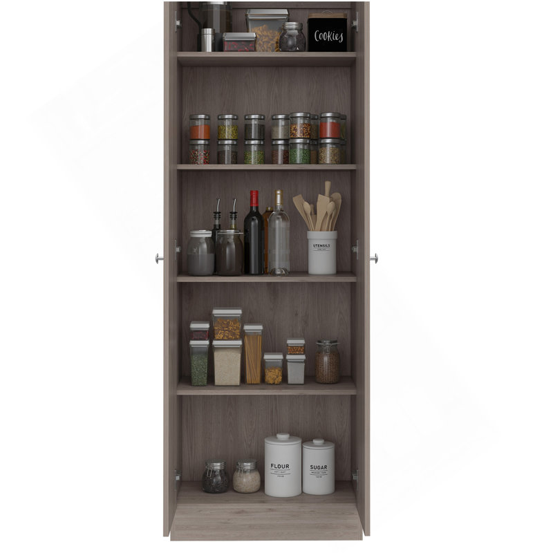 Virginia Double Door Storage Cabinet, Five Shelves, Light Gray